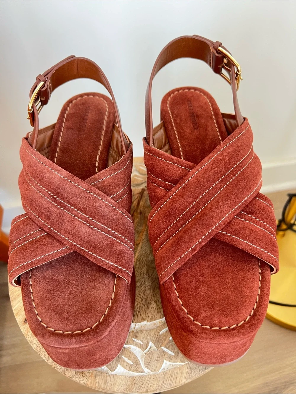NWT & Box Free People Platform Suede Sandals in Cathay Spice for Women